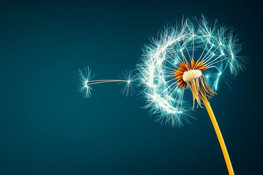 A detailed shot of a dandelion stem and base, showing the intricate attachment of seeds to the head