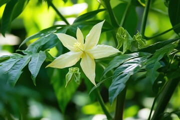Obraz premium delicate white star-shaped bloom unfurls