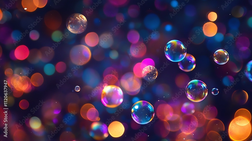 Leinwandbilder vibrant abstract bokeh background with colorful bubbles and lights : generative ai