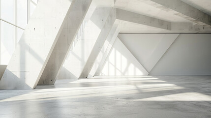 Geometric structure for interior design with large window and sunlight