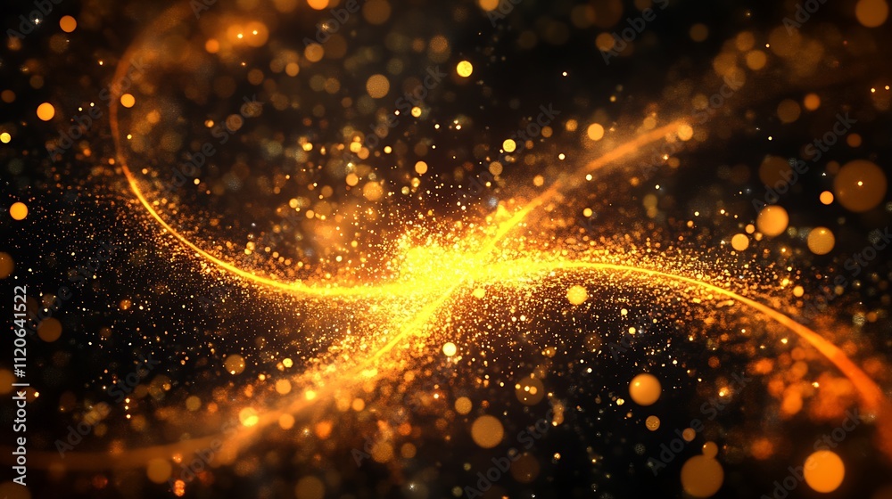 Leinwandbilder Golden Dots and Flowing Patterns Creating an Elegant and Warm Abstract Art Piece : Generative AI