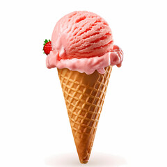 Strawberry Ice Cream Cone  Melting  Summer Treat  Sweet Dessert  Delicious Frozen Yogurt  