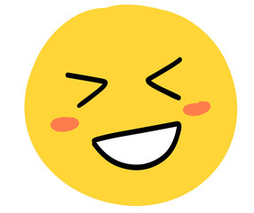 Obraz premium Cute happy blush doodle wink smiley emoji emoticon smile yellow png transparent digital planner sticker cut out clipart