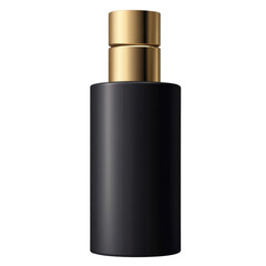 Obraz premium a cylindrical matte black perfume bottle with a gold nozzle and a sleek design, isolated on transparent background png