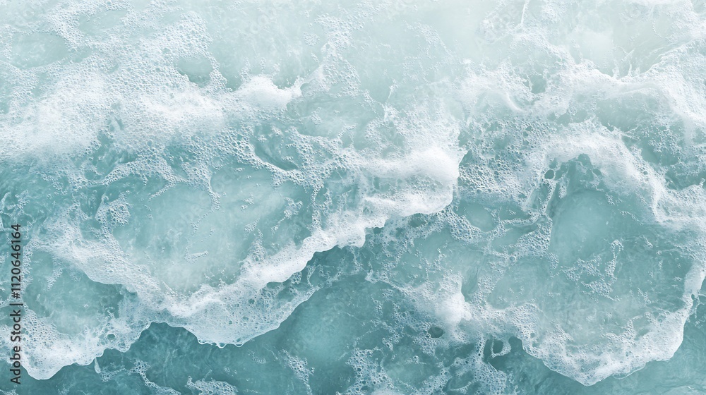Poster Foamy ocean surface abstract texture with rippling water patterns and natural serene vibes for relaxation and tranquility : Generative AI