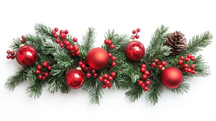Vibrant christmas garland with red berries