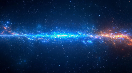 Vibrant galactic horizon with blue and orange cosmic glow