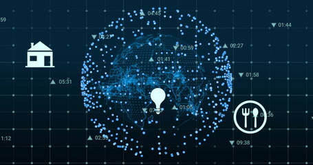 Medical data processing image over digital globe with network connections