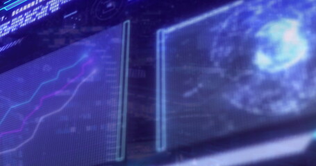 Graphs and data analysis image over digital interface background