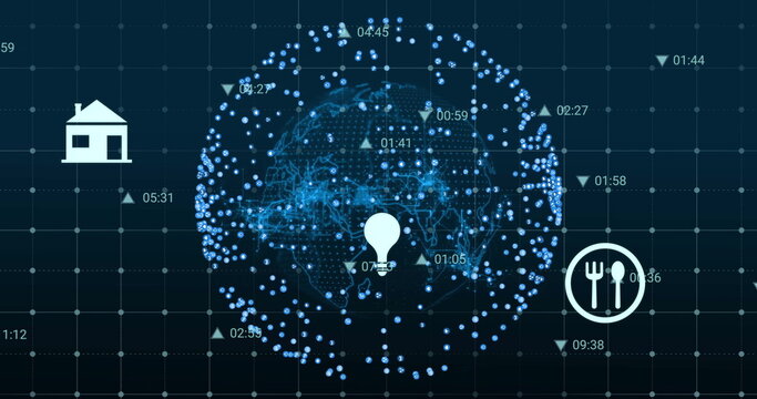 Medical data processing image over digital globe with network connections