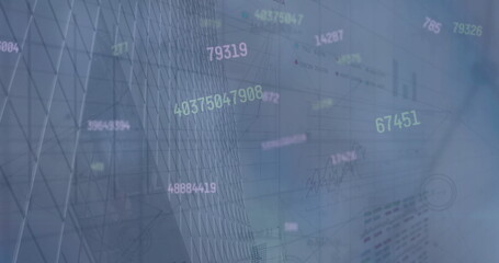 Obraz premium Image of financial data processing over city