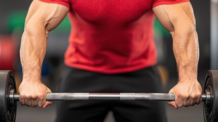 Intense Weightlifting Session: A Close-Up View of a Muscular Athlete Strength Training
