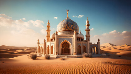 Mosque in the morning, Happy Eid Mubarak