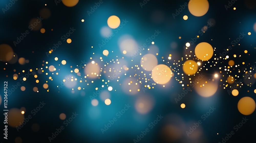Leinwandbilder luminous golden and blue abstract background with bokeh for festive occasions : generative ai