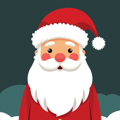 Santa Claus with red hat and beard. Vector illustration in cartoon style.