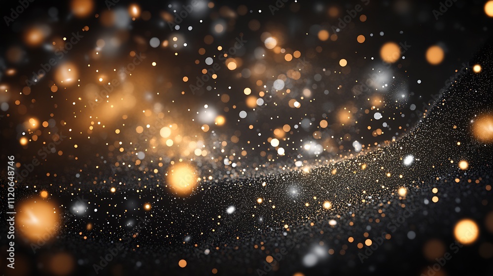 Poster Abstract Decorative Glowing Bokeh with Shimmer and Depth in Dark Space : Generative AI
