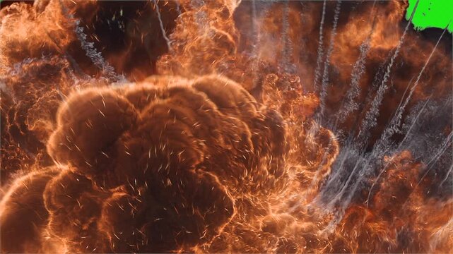 Animated bomb exploding green screen