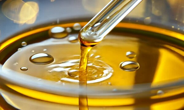 Pouring Oil into a Shiny Bowl with Soft Reflections and Warm Highlights Capturing the Essence of Cooking and Culinary Practices in a Bright Kitchen Environment