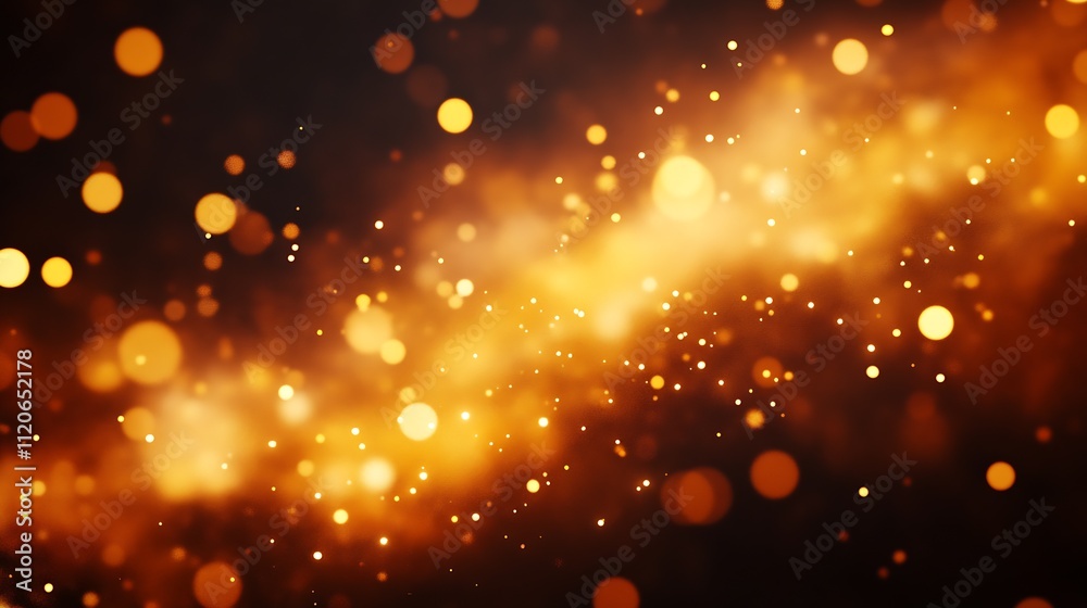 Aufkleber vivid orange light particles floating in a dark mystical atmosphere : generative ai