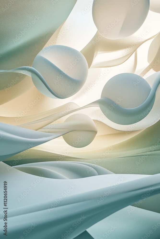 Poster 3d rendering of abstract shapes floating in space, modern and visually engaging