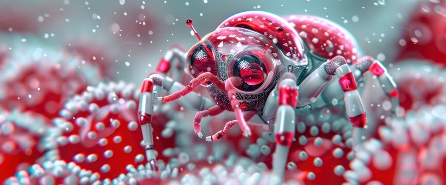 Nanobot Spider Exploring a Cellular Landscape Futuristic Medical Technology