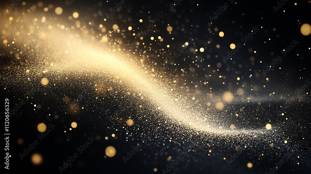 Leinwandbilder shimmering gold dust wave with dynamic flow on dark background : generative ai
