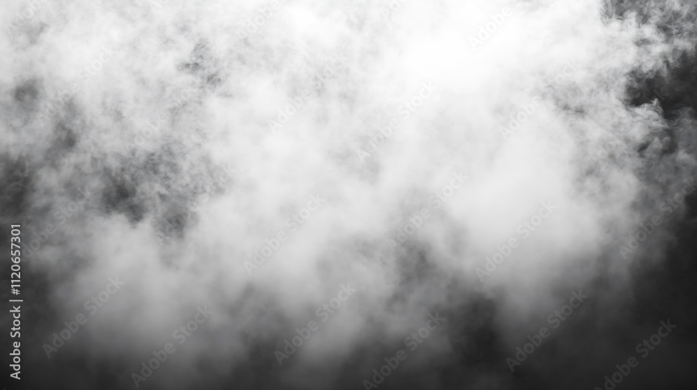 Aufkleber Dramatic Abstract Mist and Fog Texture in Black and White for Atmospheric Backgrounds : Generative AI