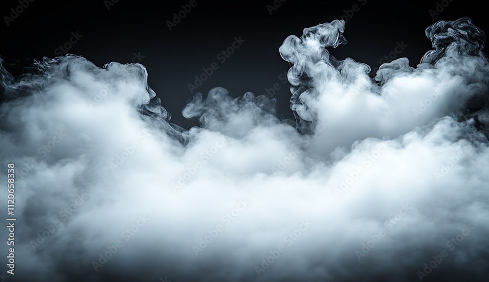 Poster mystical ethereal smoke clouds in enigmatic art photography on black background : generative ai