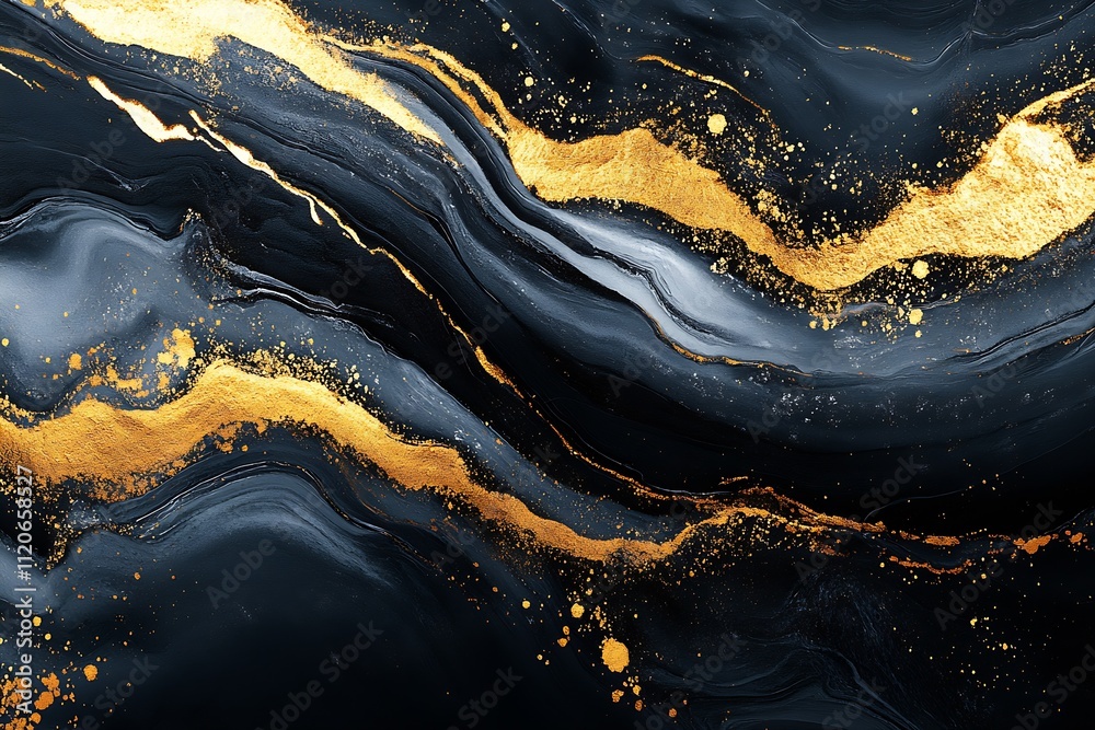 Poster luxurious abstract design with black and gold marbled texture for stylish backgrounds : generative a
