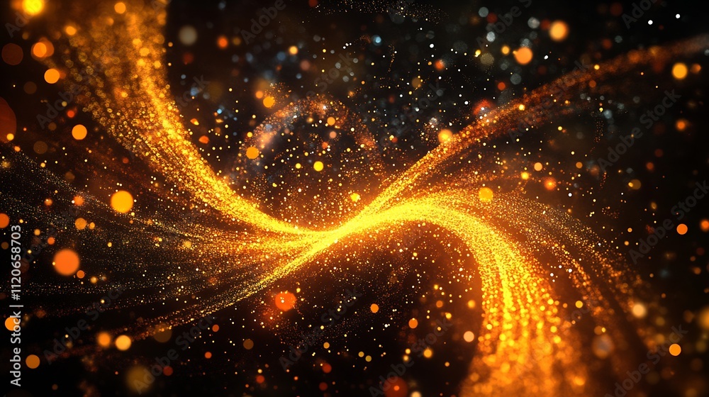 Poster Captivating Gold Wave Patterns Perfused With Sparkles for Dynamic Background Design : Generative AI