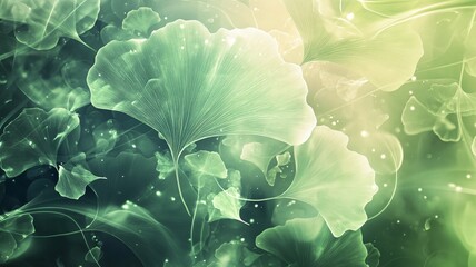 Abstract background of green ginkgo leaf