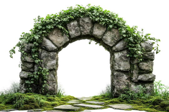 Stone Archway with Vines and Moss
