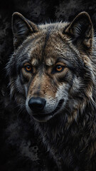 Fototapeta premium Striking Wild Wolf in Abstract Dark World Professional Photography with Creative Artistic Shadows and Composition