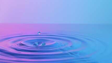 Water Drop Ripples on a Blue and Purple Surface