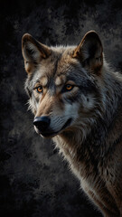 Fototapeta premium Wild Wolf in Abstract Wilderness Dark Photography with Professional High Resolution Quality and Beautiful Artistic Touches