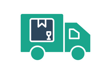 Delivery truck icon. solid icon style. truck with product. icon related to procurement. procurement management elements vector illustration