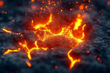 Molten Lava Cracks and Fiery Eruption Patterns of Heat and Movement : Generative AI