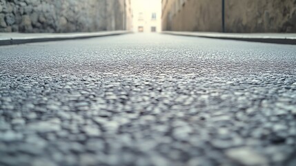 Obraz premium Tranquil Urban Alleyway with CloseUp on Textured Pavement in Soft Daylight : Generative AI
