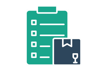 Procurement icon. solid icon style. checklist with product. icon related to procurement. procurement management elements vector illustration