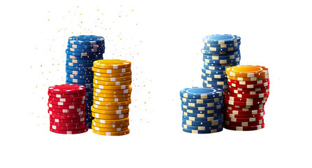 Colorful Casino Chips on Clear Background