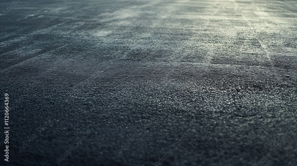 Poster Detailed texture of a wet asphalt road surface with abstract lines : Generative AI
