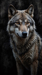 Fototapeta premium Captivating Wild Wolf in the Darkness Abstract Professional Photo with Artful Details and Stunning Lighting