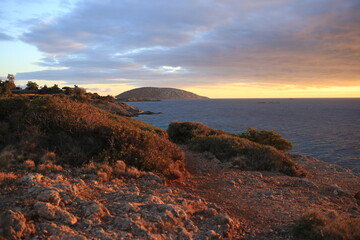 sunset over the coast