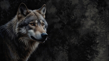 Fototapeta premium Dramatic Wild Wolf in Shadowy Abstract World Captured with Professional Precision and Artistic Flair