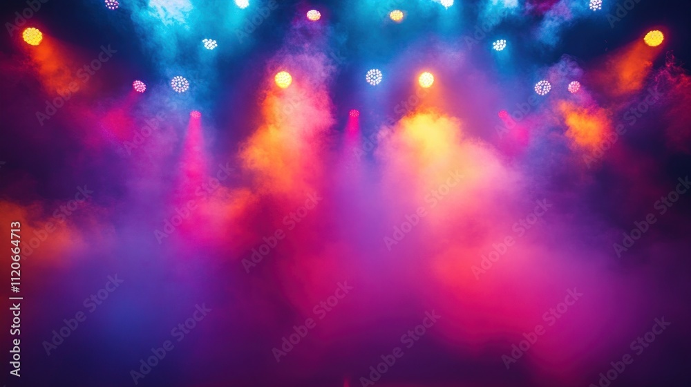 Aufkleber concert lighting effects at a vibrant night party with colorful bokeh and dynamic atmosphere