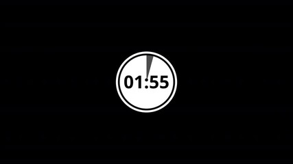 Two minute circle countdown timer animation on transparent background with alpha channel countdown video