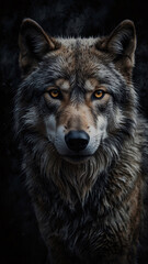 Fototapeta premium Fierce Wild Wolf in a Shadowy Abstract World Captivating Professional Photography with Bold Composition and Dramatic Visuals