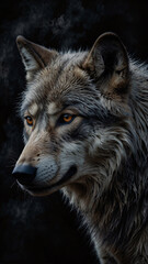Fototapeta premium Intense Wild Wolf in a Surreal Abstract Landscape Professional High Quality Photo with Dark and Mysterious Vibes