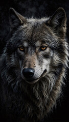 Obraz premium Intense Wild Wolf in a Moody Abstract Landscape Captured with Professional Photography Showcasing Raw Power and Bold Visual Composition