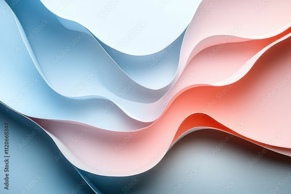 Poster minimalist abstract paper layers in soft pastel colors with curved shapes and light textures